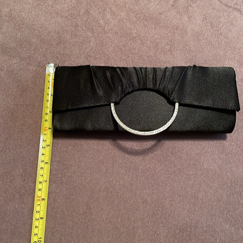 Bijoux Terner black satin clutch with rhinestones like new! - Picture 14 of 15